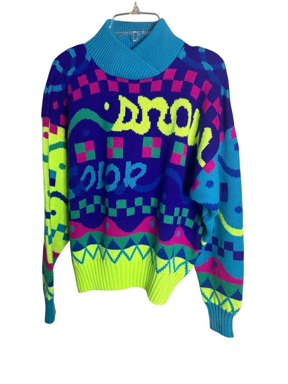 Vintage Obermeyer Sport Wool Blend Neon Snowboard Ski Sweater Women’s Size S
